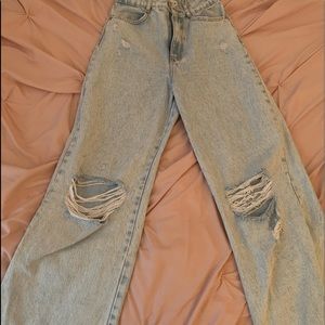 Zara ripped wide leg jeans